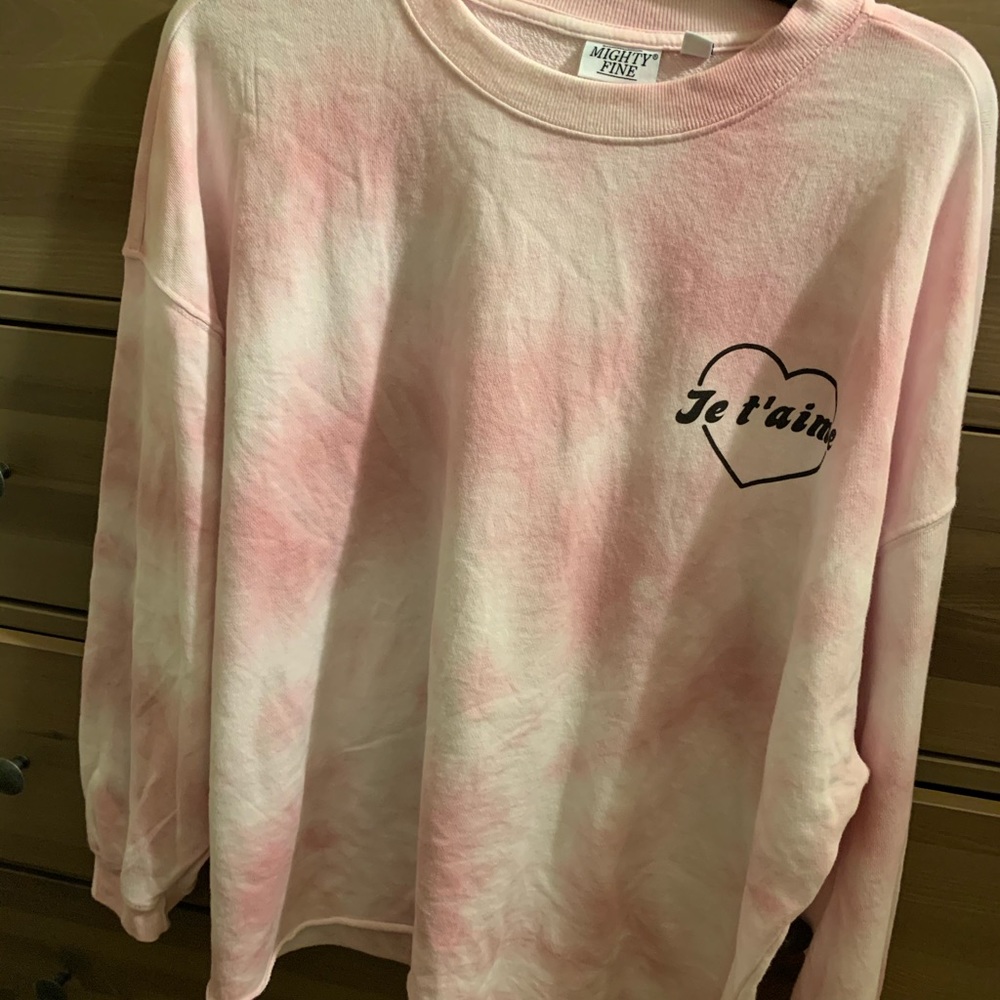 Pink tie dye washed sweater NWT